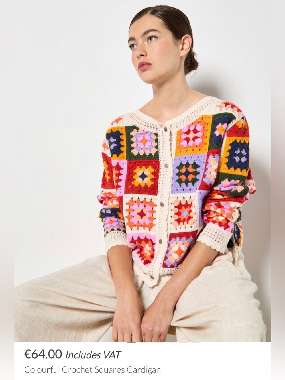 LAST ONE - APRICOT 🍑- Colourful Squares Crochet Cardigan - Picture 2 of 8